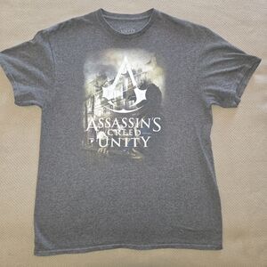Dark Gray & White Official Assassin's Creed Unity Graphic T Shirt Large
